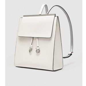 Zara White Vegan Leather Backpack